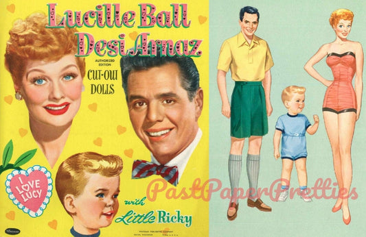 Vintage Paper Dolls I Love Lucy Lucille Ball c. 1953 PDF Printable Instant Digital Download TV Actress Starlet Doll Clip Art