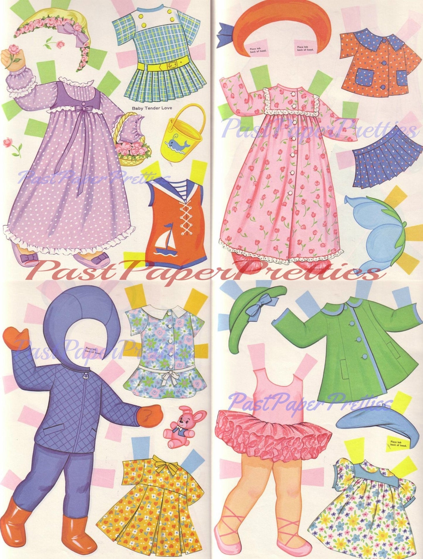 Vintage Paper Dolls Baby Tender Love Doll c. 1971 Printable PDF Instant Digital Download Cute Retro Childhood Toy Dolly Clip Art