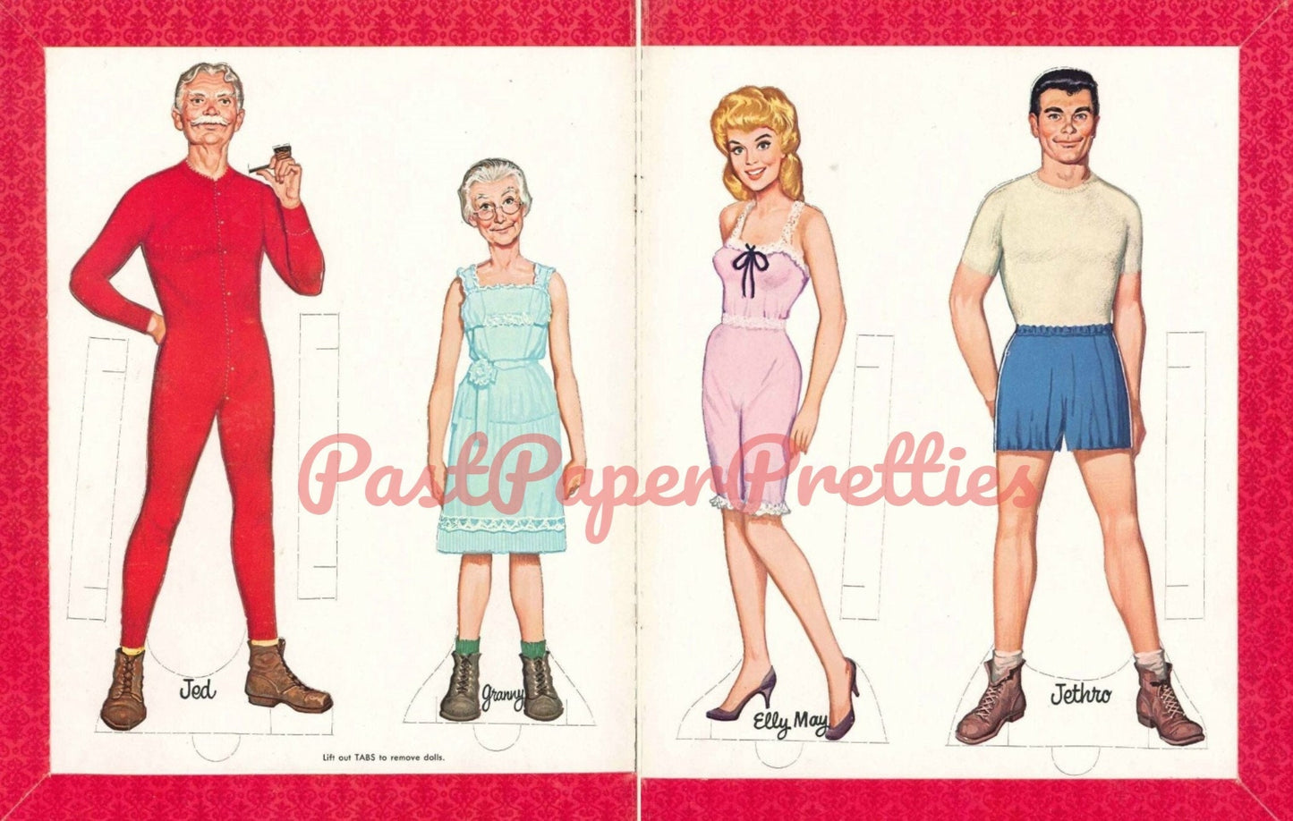 Vintage Paper Dolls Set The Beverly Hillbillies Printable PDF Instant Digital Download Retro 60s 70s TV Show Clip Art