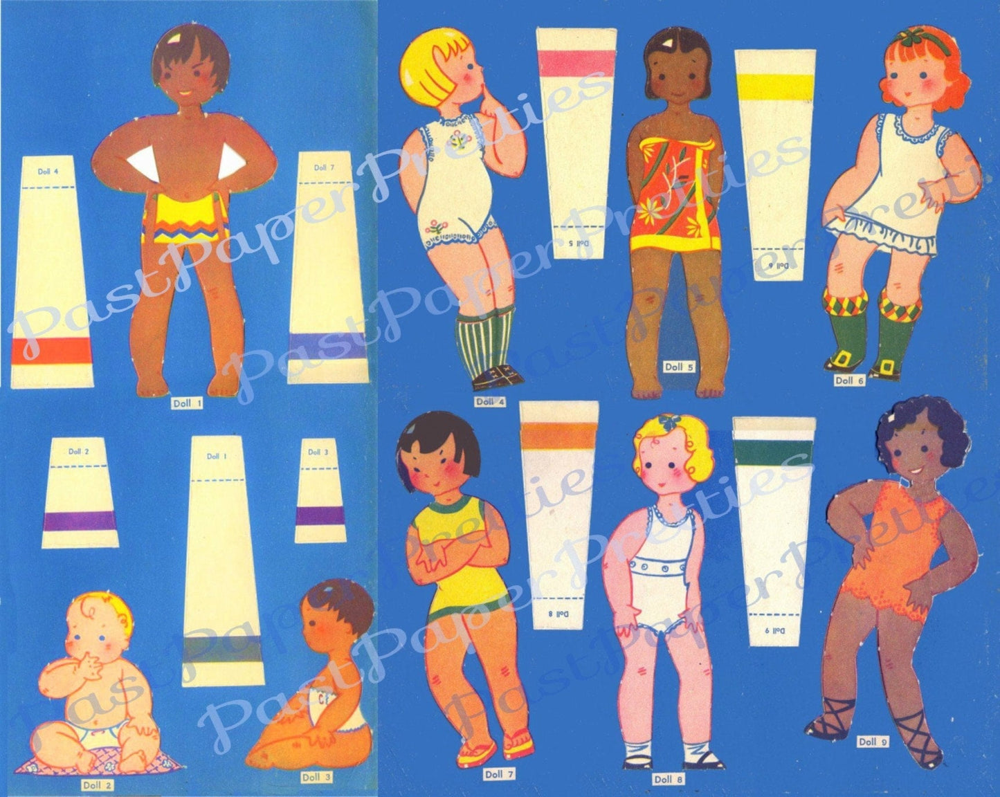 Vintage Paper Dolls Around The World Antique 1935 Printable International Children Instant Digital Download 21 National Costumes JPEG PDF