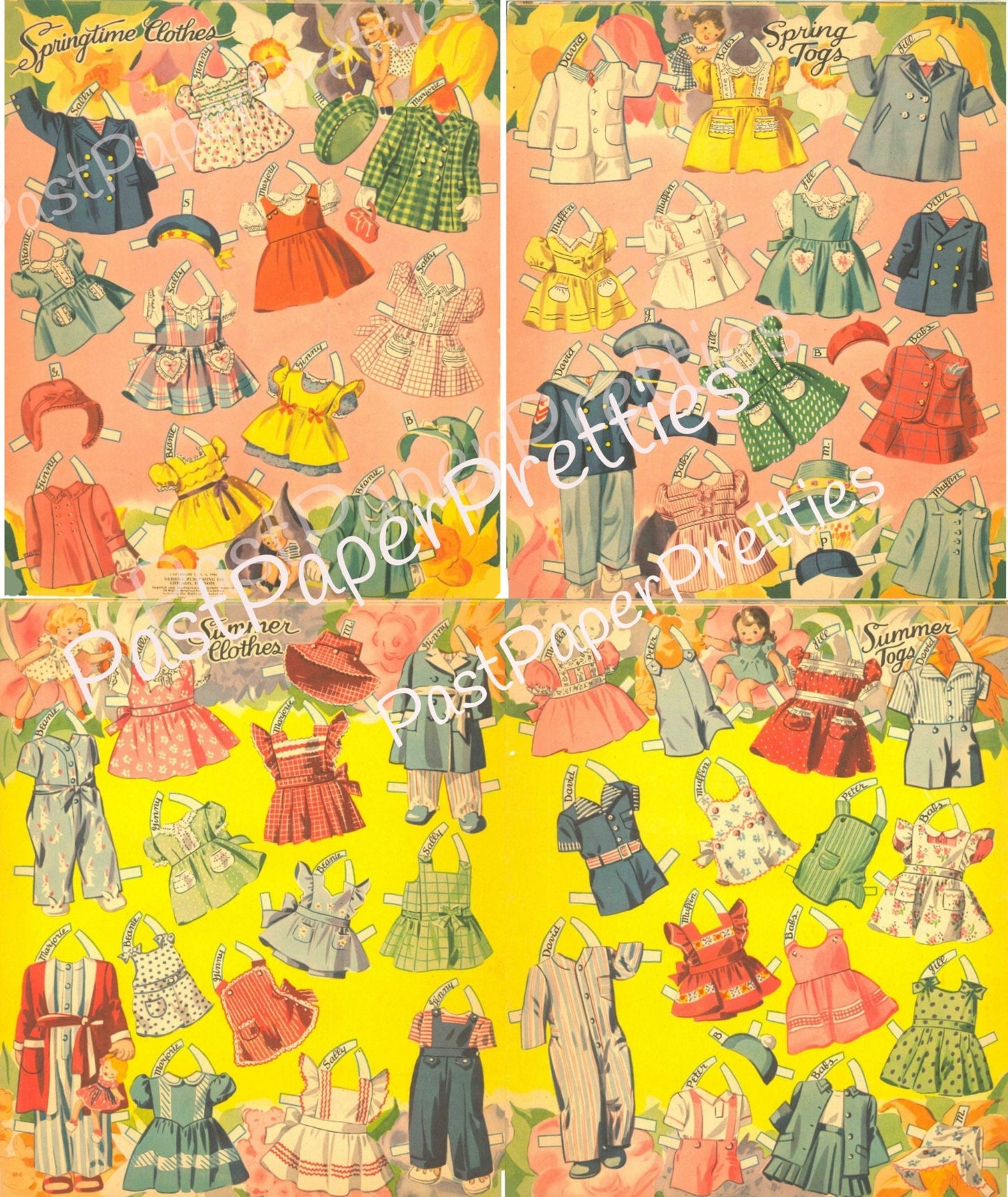 Vintage Baby Mine Paper Dolls and Their Year-Round Clothes c. 1944 Printable PDF Instant Digital Download 9 Cute Girls Boy Dolls Clip Art