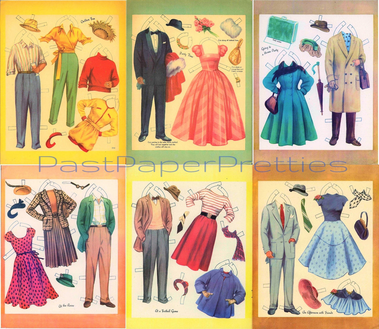 Vintage Paper Dolls Girlfriend Boyfriend c. 1953 Printable PDF Instant Digital Download Girl Boy Friend Dating Teens Dance Dates Clip Art