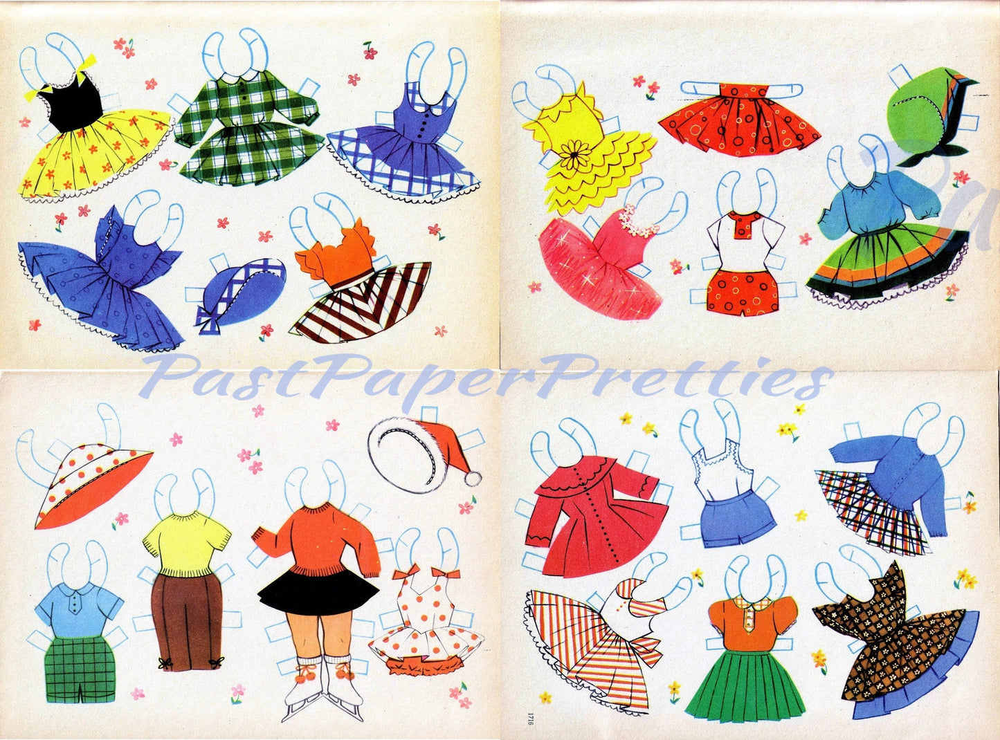 Vintage Paper Dolls Dainty Dolly c. 1959 Printable PDF Instant Digital Download 2 Cute Girls and Pets Kitsch Kawaii Clip Art