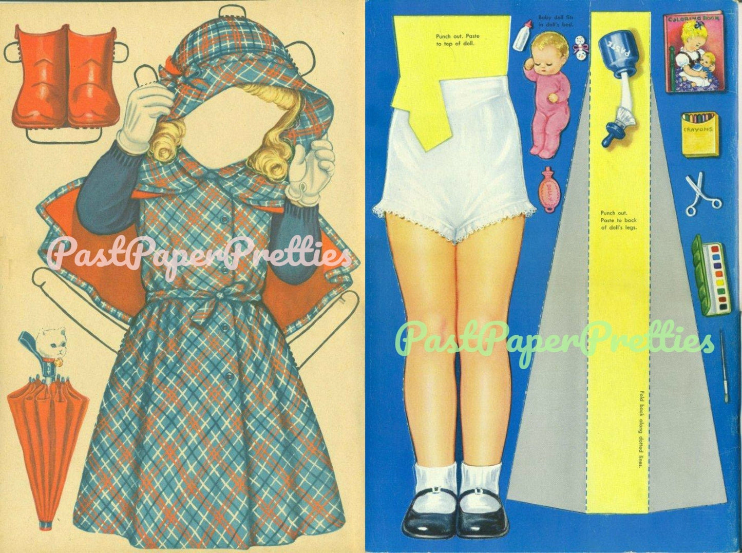 Vintage Paper Dolls Kit c. 1952 Printable PDF Instant Digital Download Large Pretty Doll and Clothes Queen Holden Clip Art