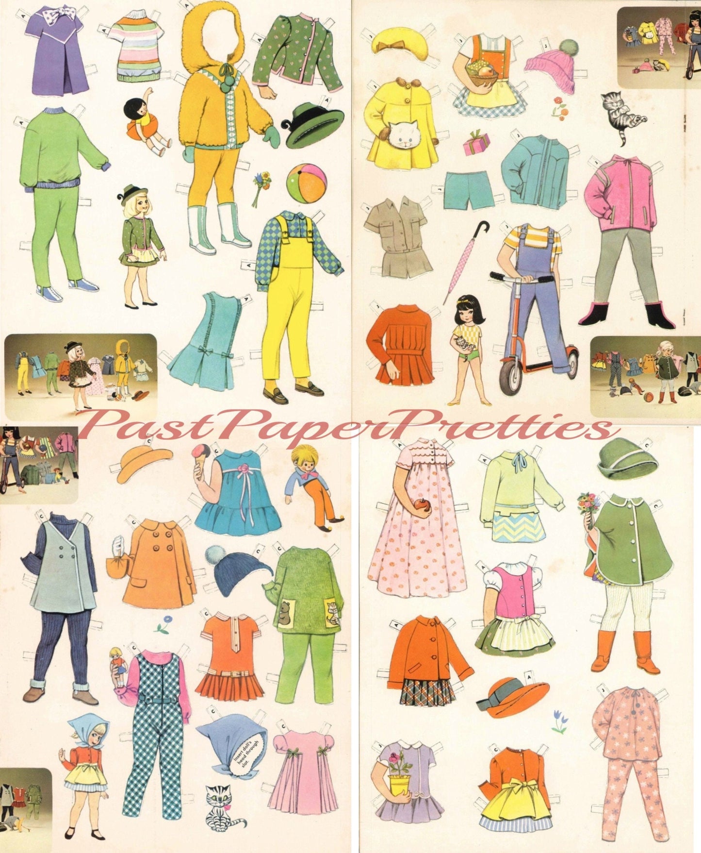 Vintage Paper Dolls Little Girls Are Everything Nice c. 1960s Printable PDF Instant Digital Download 3 Cute Kawaii Girls Clip Art