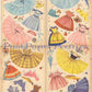 Vintage Paper Dolls Cute Umbrella Girls Printable PDF Instant Digital Download Kitschy Flower Parasol Girls Wrap Around Dresses