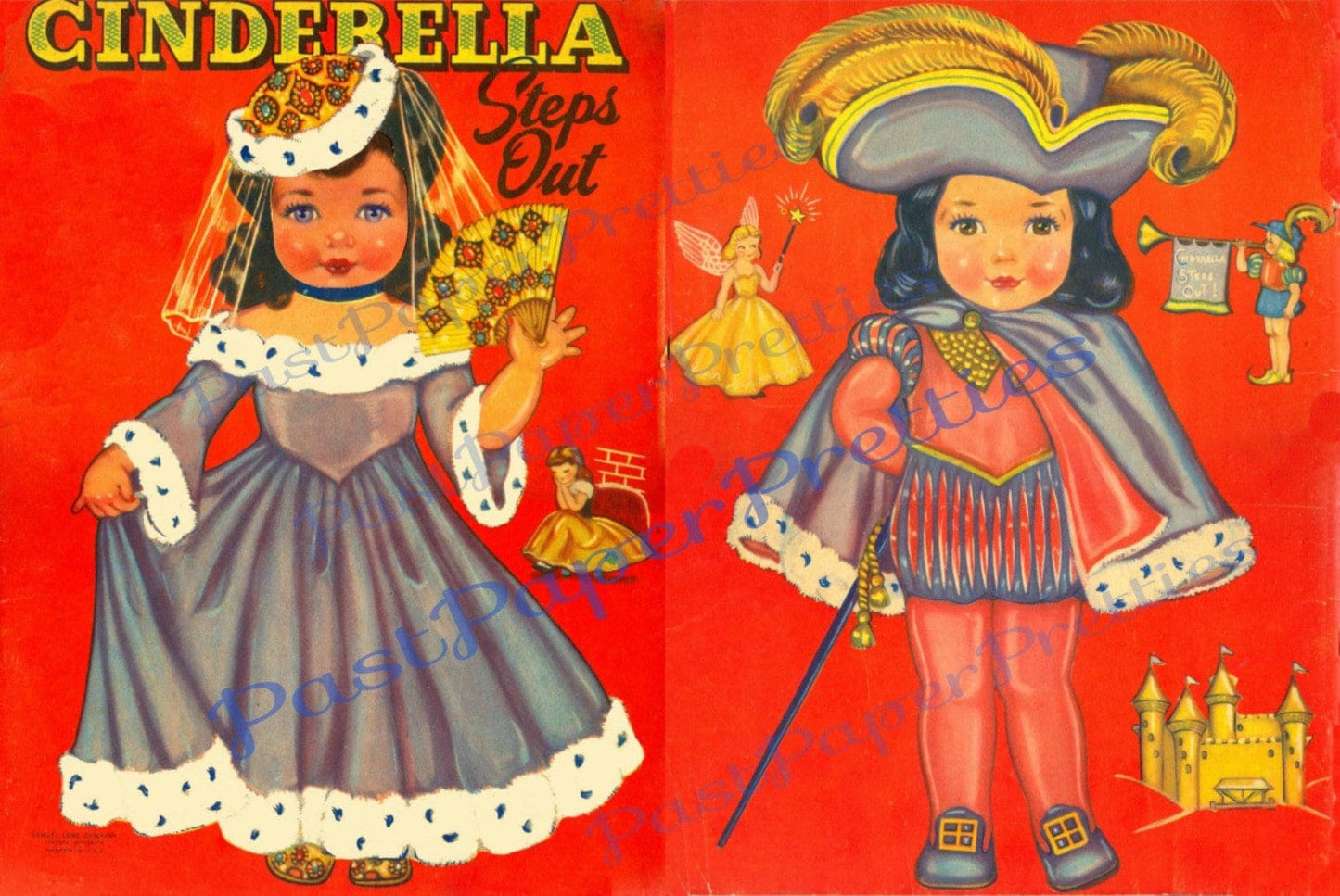 Vintage Paper Dolls Cinderella Steps Out c. 1948 Prince Charming Printable PDF Instant Digital Download Kitsch Fairy Tale Ephemera Clip Art