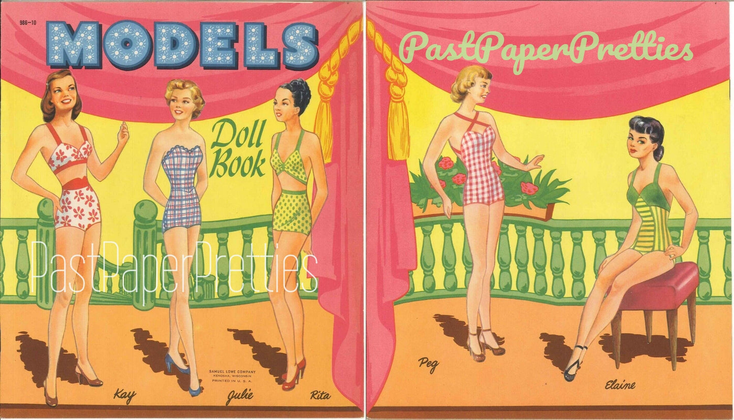 Vintage Paper Dolls Models Doll Book c. 1940s Printable PDF Instant Digital Download 5 Pretty Models and Wardrobe Clip Art