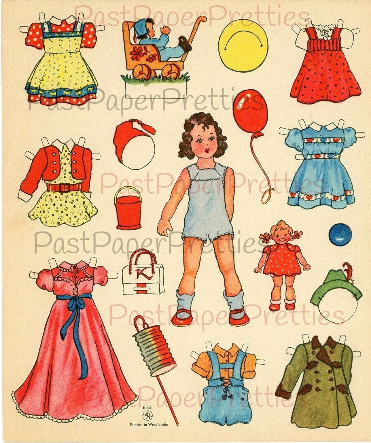 Vintage German Paper Dolls Adorable Little Girls and Boy c. 1949 Printable Collage Sheets PDF Instant Digital Download West Berlin Germany