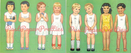 Vintage Paper Dolls Foreign Dolls c. 1957 Printable PDF Instant Digital Download 8 Kitsch Cute International Boys & Girls Clip Art