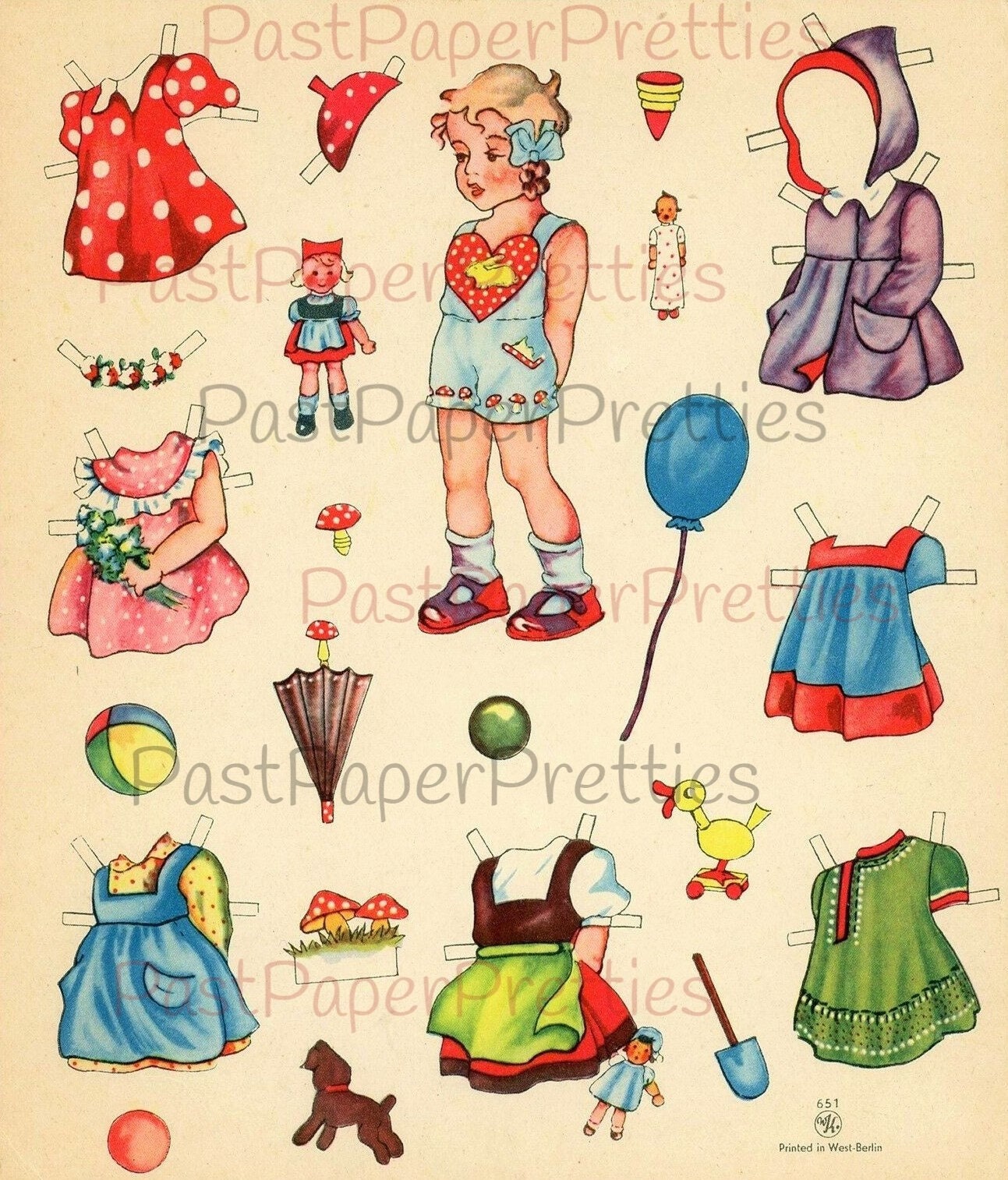 Vintage German Paper Dolls Adorable Little Girls and Boy c. 1949 Printable Collage Sheets PDF Instant Digital Download West Berlin Germany