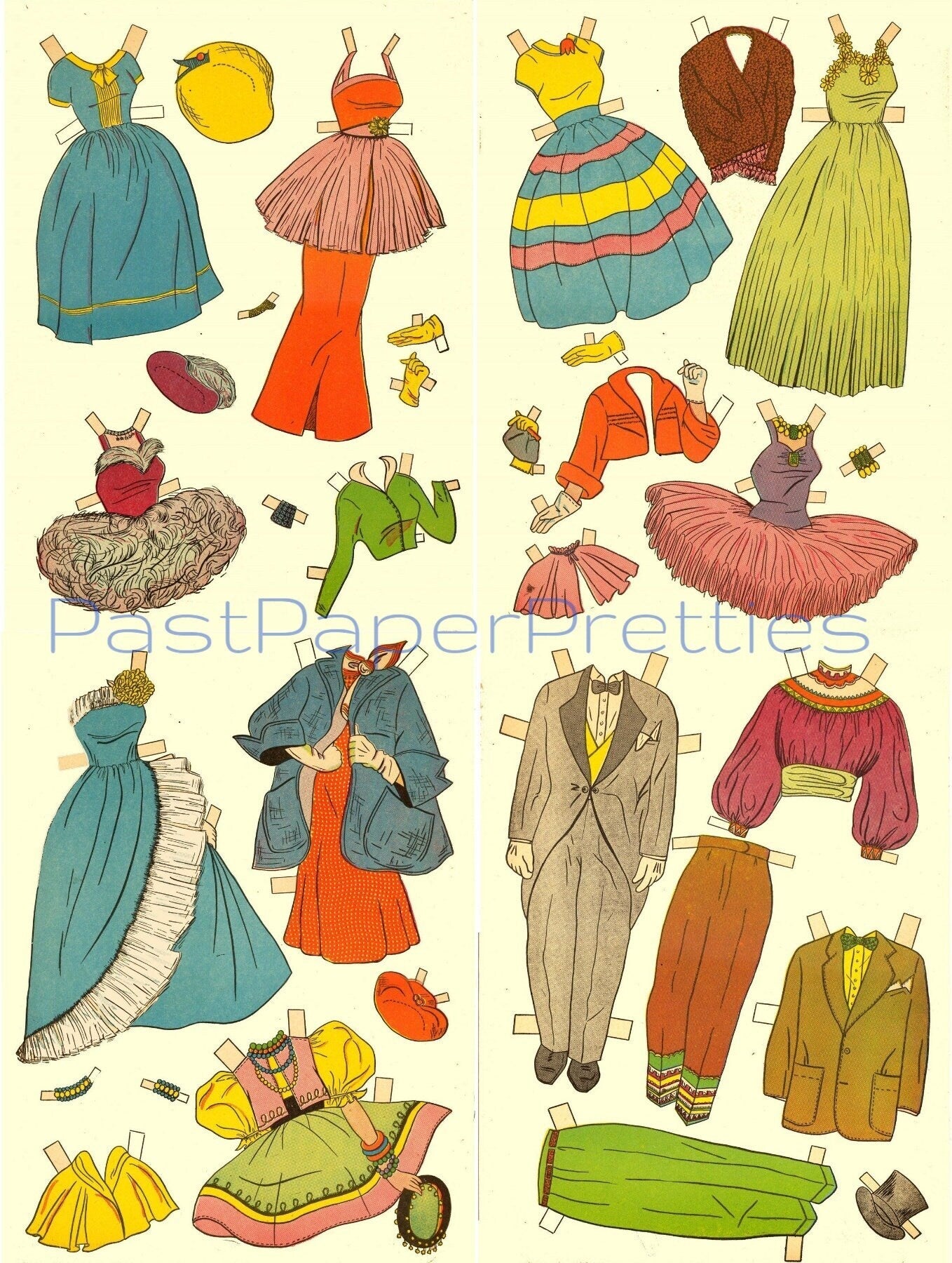 Vintage Paper Dolls TV Star Time c. 1962 Printable PDF Instant Digital Download Retro Television Star & Starlets 4 Dolls Clip Art