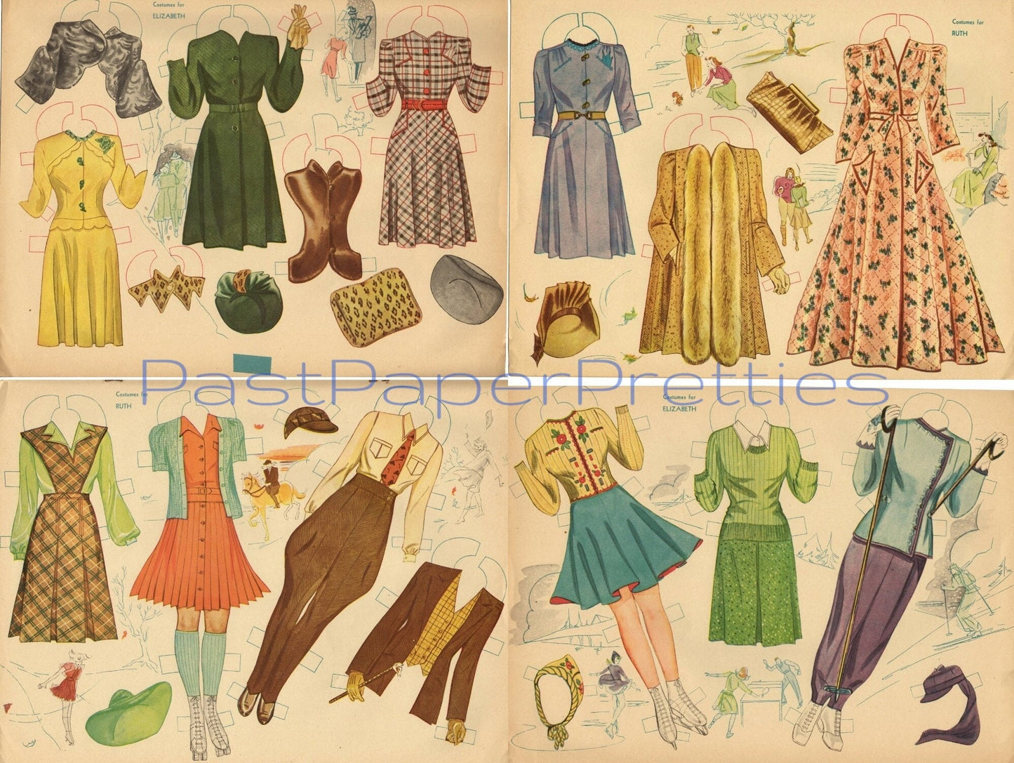 Vintage Paper Dolls American Beauties c. 1951 PDF Printable Instant Digital Download Beautiful '50s Glam Glamour Pin Up Gals Clip Art