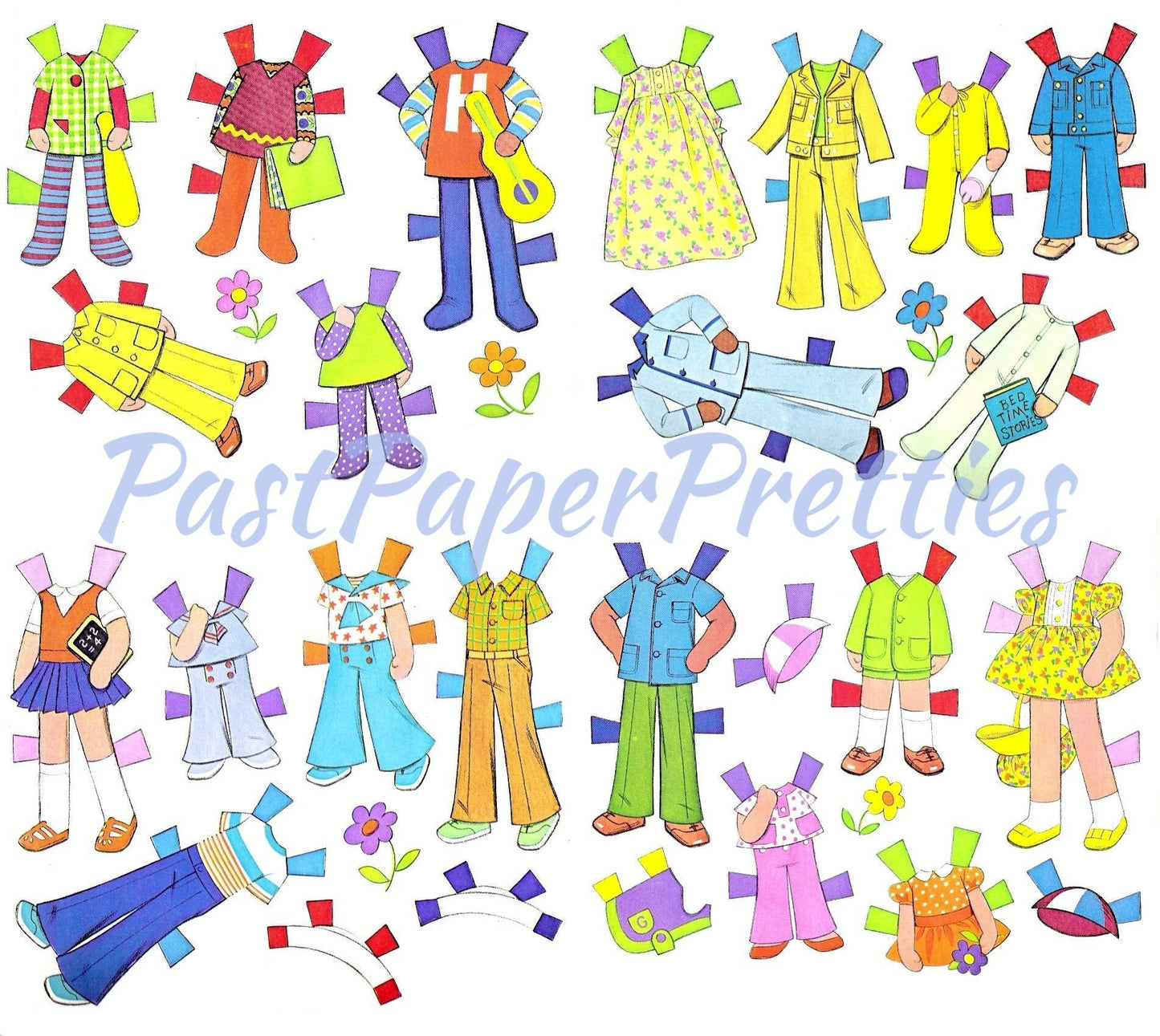 Vintage Paper Dolls The Honey Hill Bunch c. 1977 Printable PDF Instant Digital Download Cute Childhood Toy Dolls Clip Art