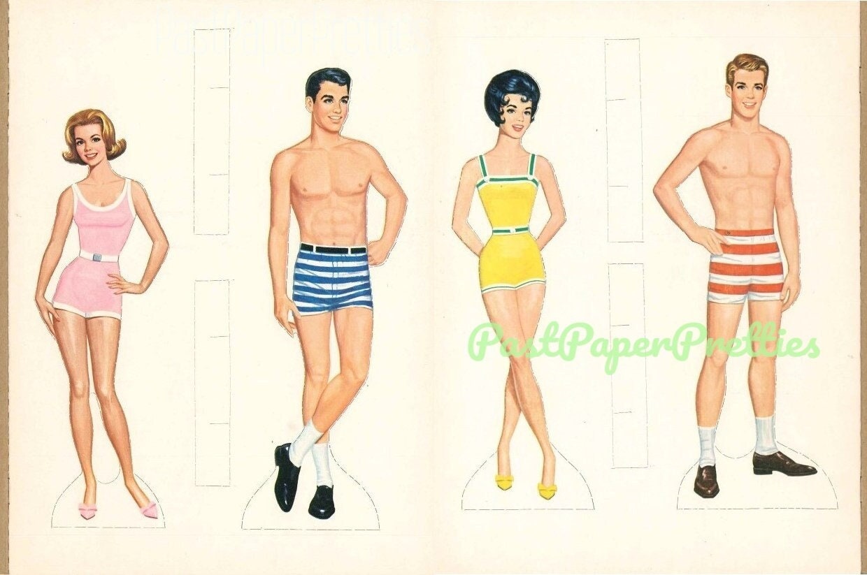 Vintage Paper Dolls Candy High School c. 1964 Printable PDF Instant Digital Download 4 Teen Teenage School Friend Dolls & Clothes Clip Art