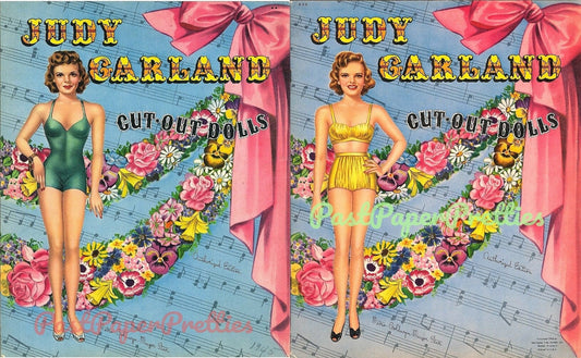 Vintage Paper Dolls Judy Garland Movie Star c. 1945 Printable PDF Instant Digital Download Hollywood Actress Starlet Doll Clip Art