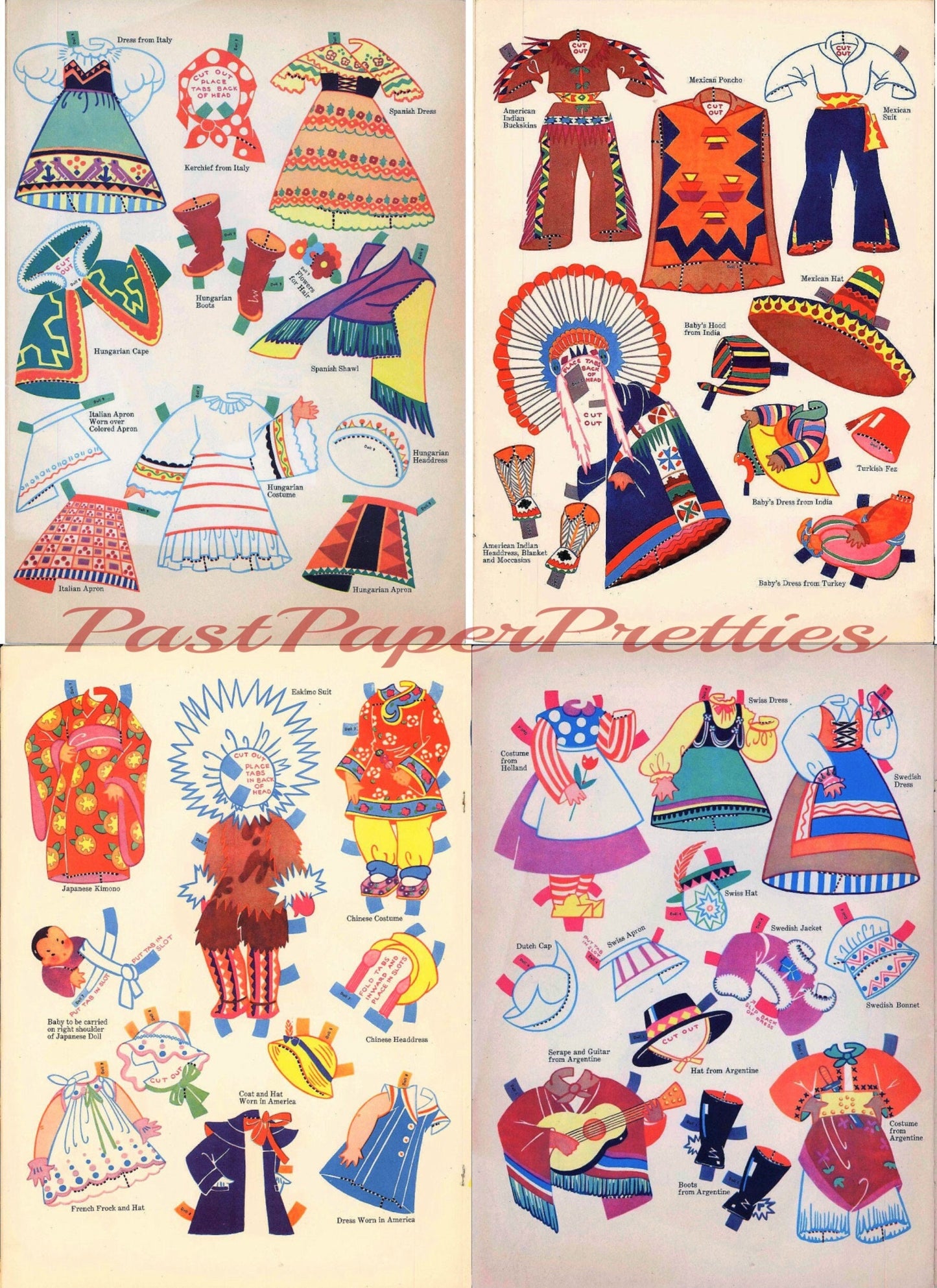 Vintage Paper Dolls of All Nations New York Worlds Fair 1939 International Children Printable PDF Instant Digital Download National Costumes