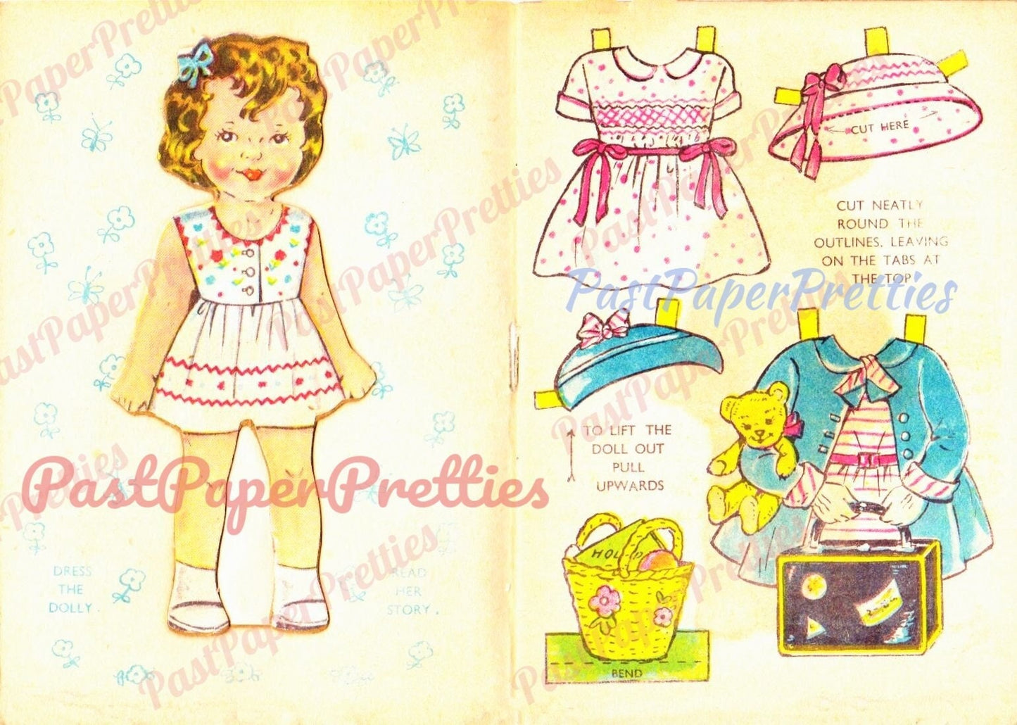 Vintage Paper Dolls Happy Days with Dolly Cut-Outs Book Printable PDF Instant Digital Download Cute Little Girl Clip Sandles 1950s