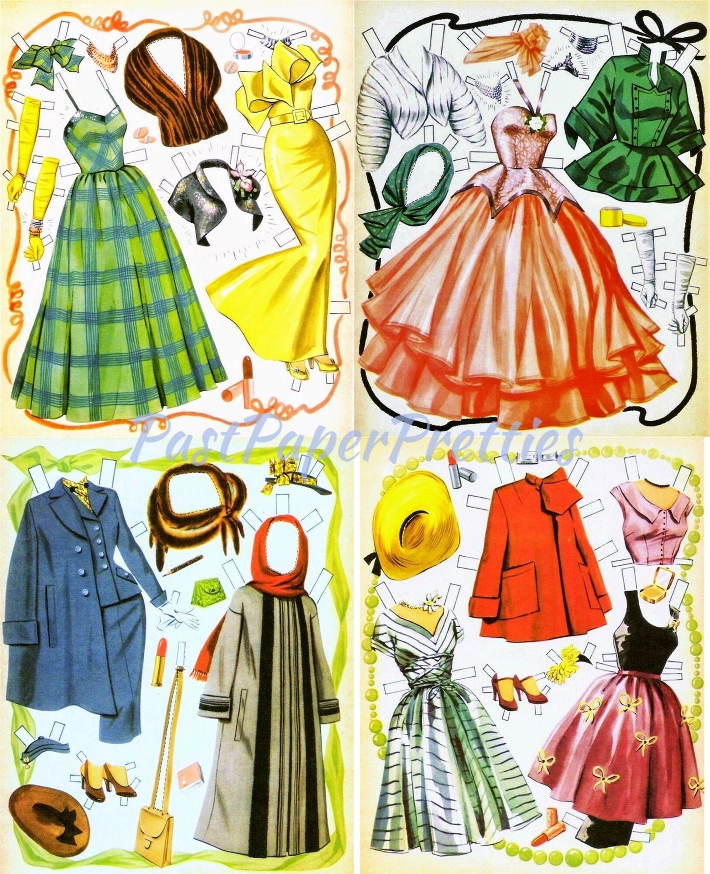 Vintage Paper Dolls Glorias Make-Up 1952 PDF Printable Instant Digital Download Beautiful '50s Glamour Cosmetics Lady Doll Clip Art