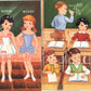 Vintage Paper Dolls School Days c. 1959 Printable PDF Instant Digital Download 3 Cute Pretty Little Girls School Friends Dolls Clip Art