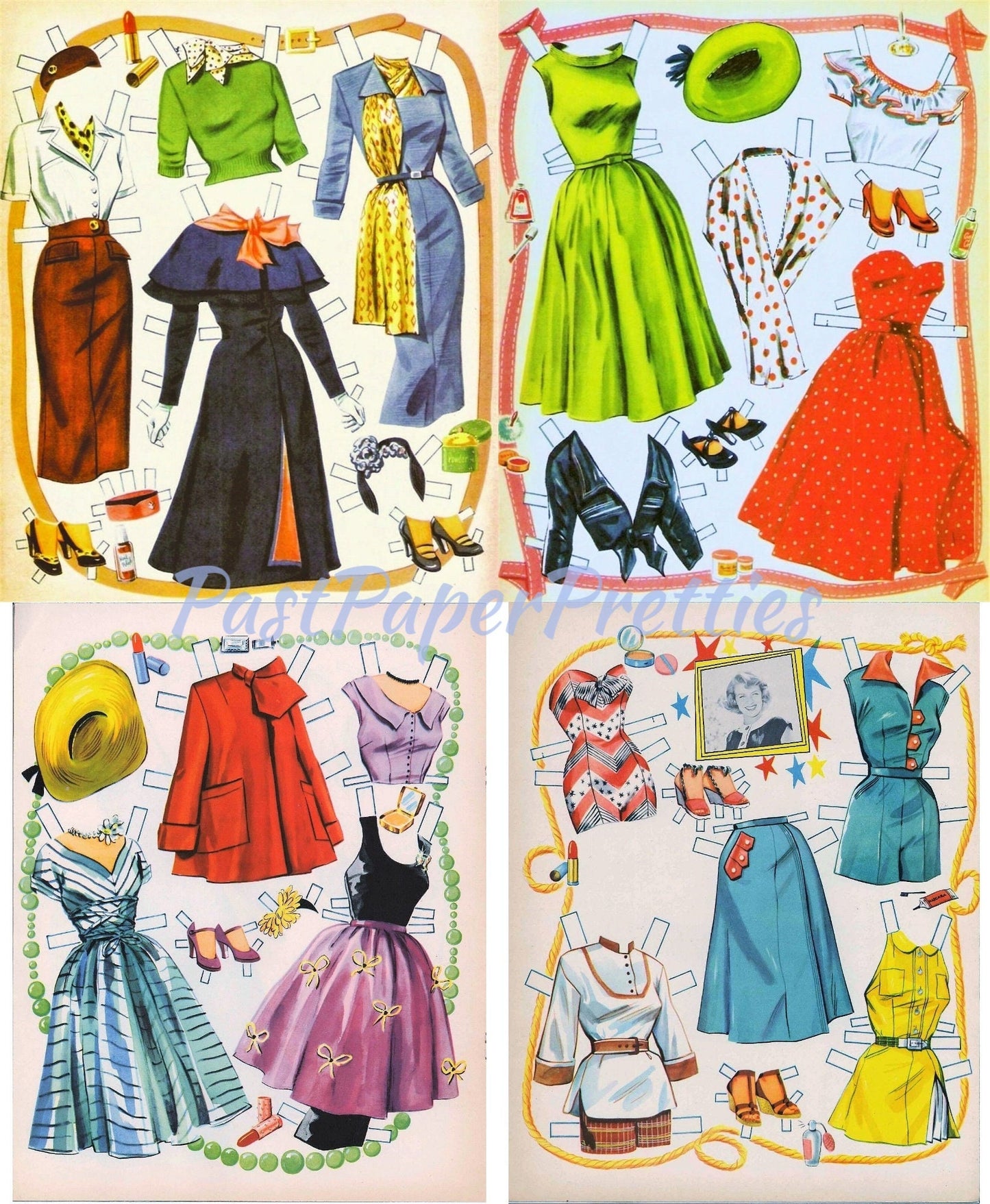 Vintage Paper Dolls Glorias Make-Up 1952 PDF Printable Instant Digital Download Beautiful '50s Glamour Cosmetics Lady Doll Clip Art