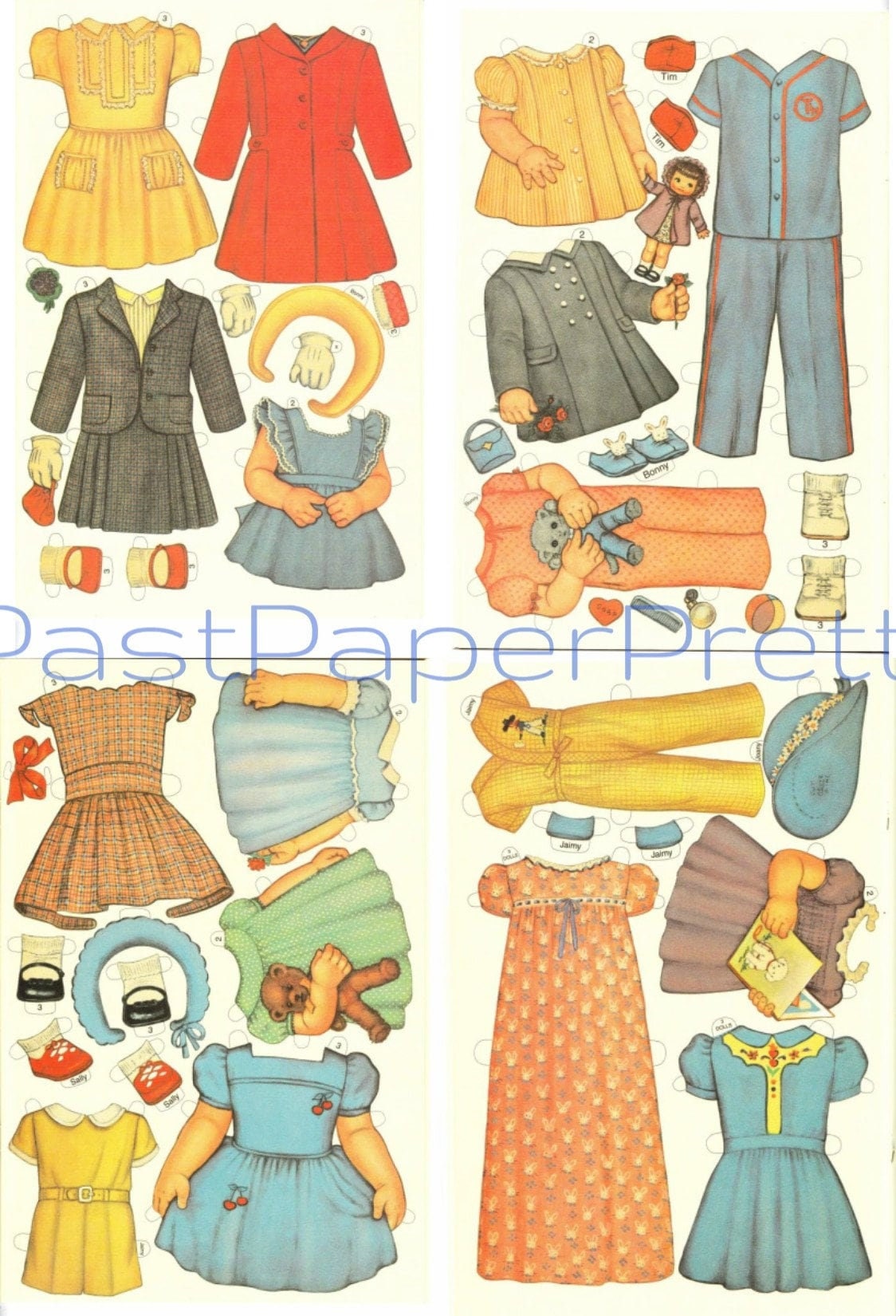 Vintage Paper Dolls 7 Darling Dolls c. 1952 Cute Adorable Children Printable PDF Instant Digital Download Kitsch Toddlers Babies Clip Art