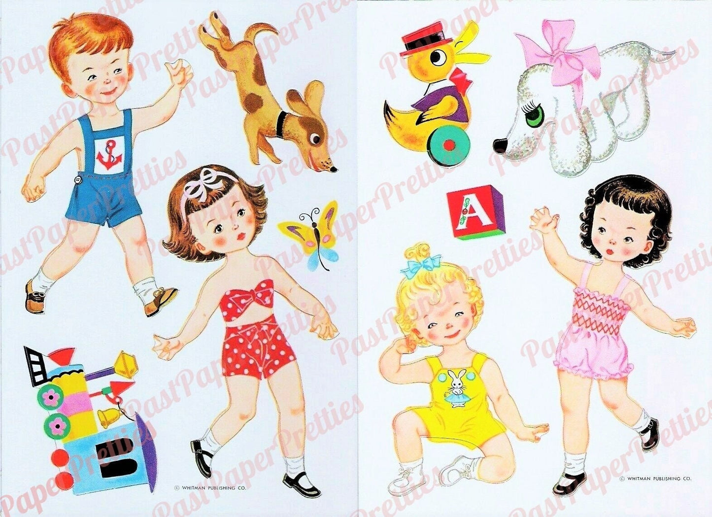 Vintage Paper Dolls Tiny Tots 1958 Printable PDF Instant Digital Download Cute Little Girls Boy Children Clip Art Hilda Miloche