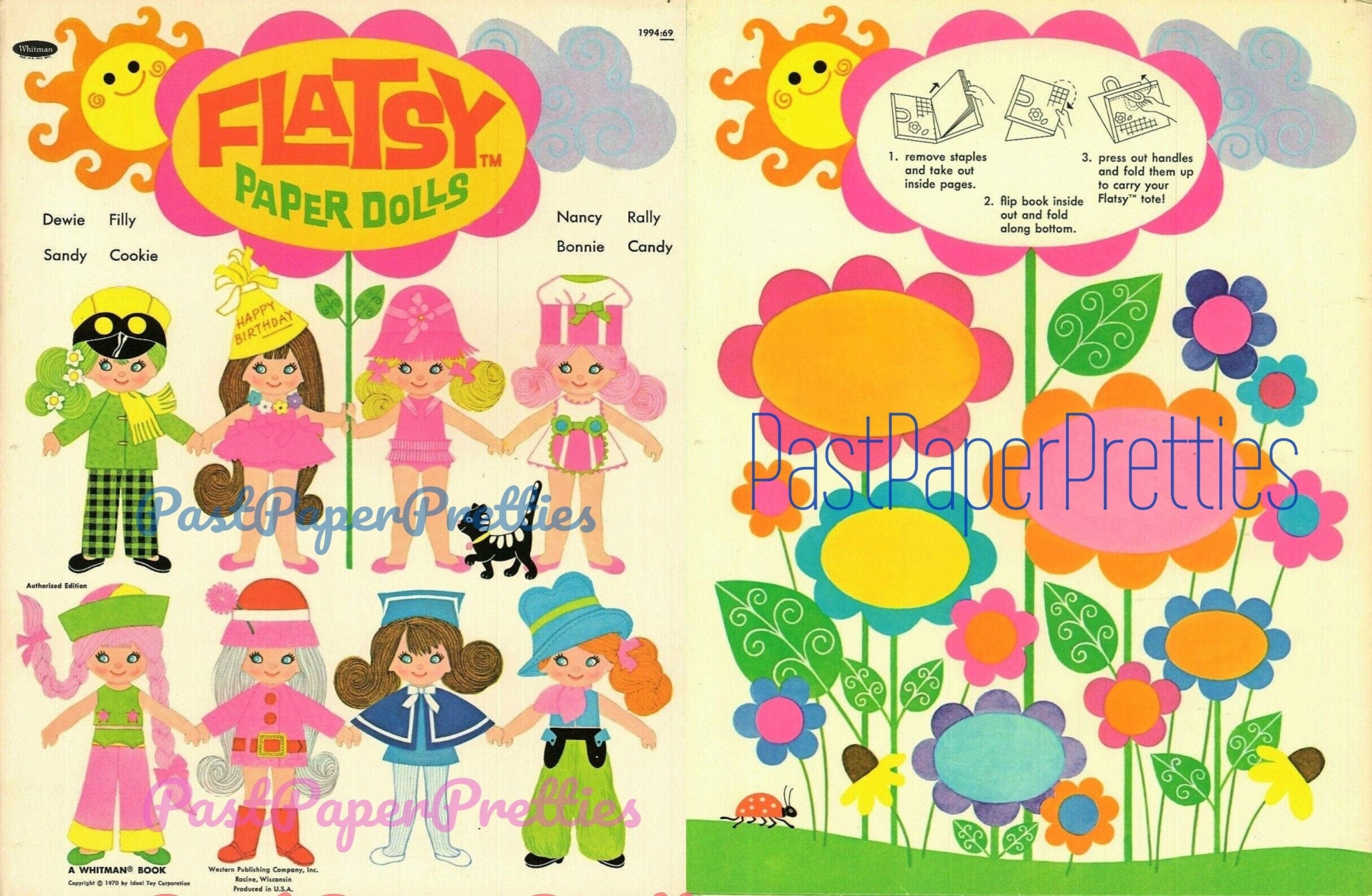 Flatsy Dols Vintage Flatsy Paper Dolls Retro 1969 1970 Printable PDF Instant Digit ...
