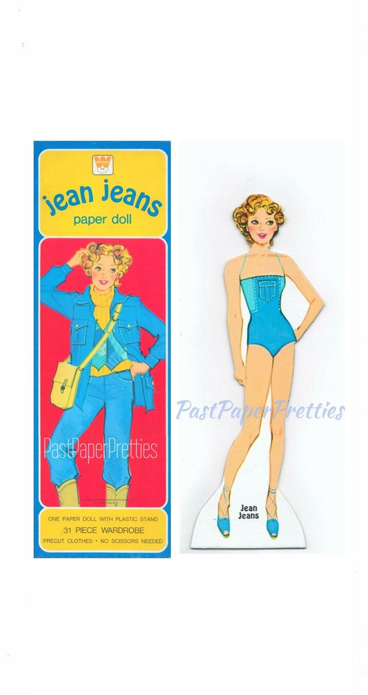 Vintage Paper Dolls Jean Jeans Retro Fashion Doll 1979 Printable PDF Instant Digital Download Cute Childhood Toy Doll Clip Art