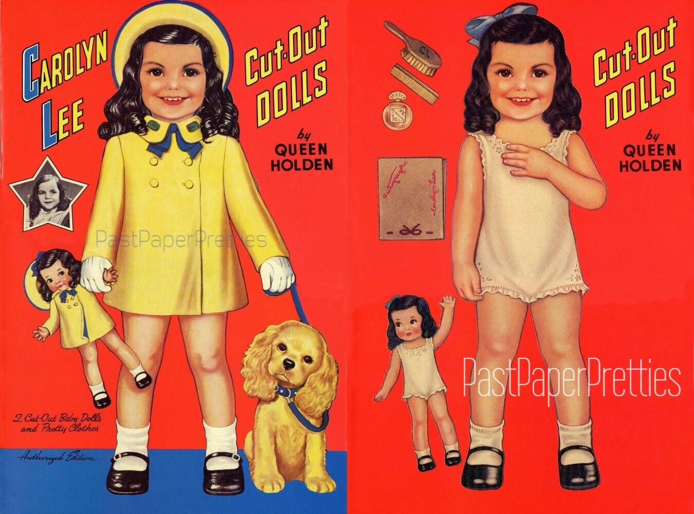 Vintage Paper Dolls Carolyn Lee c. 1943 Adorable Little Girl and Her Toy Dolly Printable PDF Instant Digital Download Kitschy Cute Clip Art