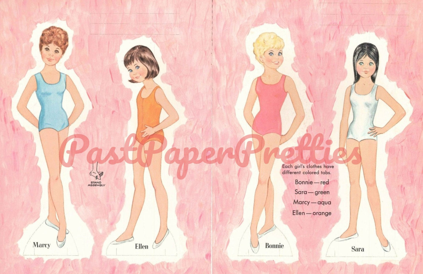 Vintage Paper Dolls The Ballerinas 1967 PDF Printable Instant Digital Download 4 Cute Ballet Dancers and Outfits Clip Art