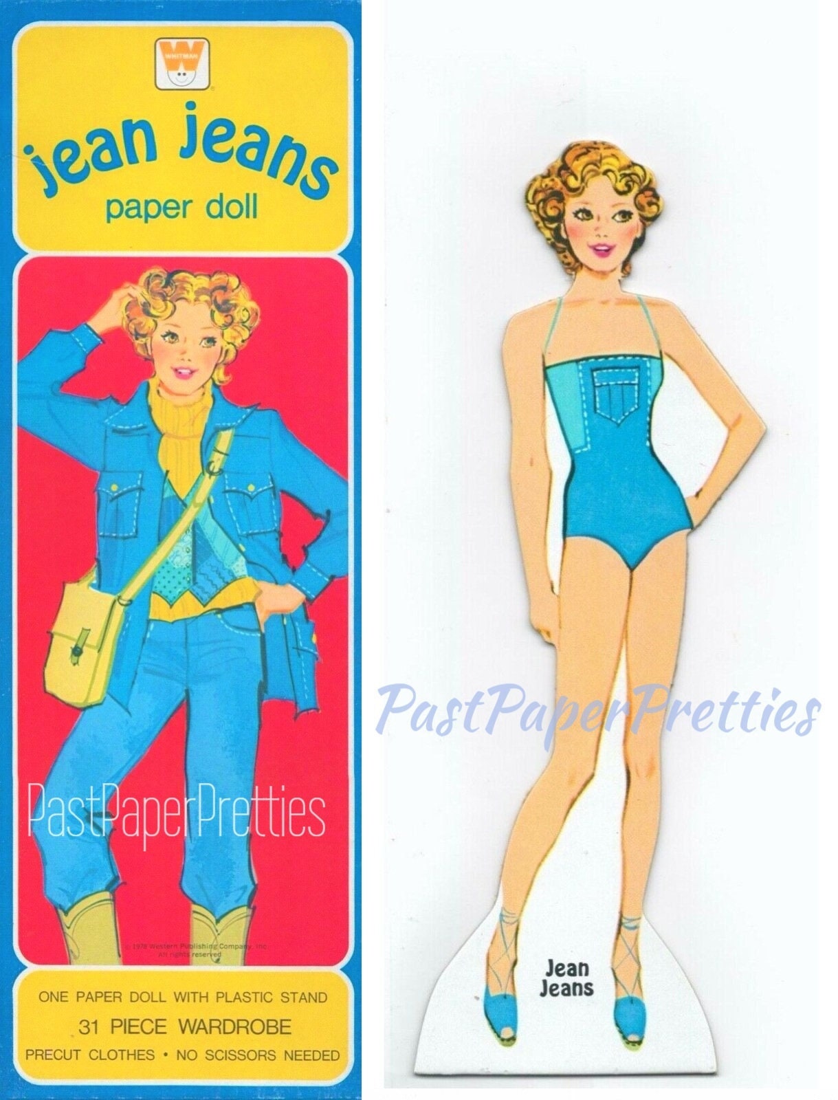 Vintage Paper Dolls Jean Jeans Retro Fashion Doll 1979 Printable PDF Instant Digital Download Cute Childhood Toy Doll Clip Art