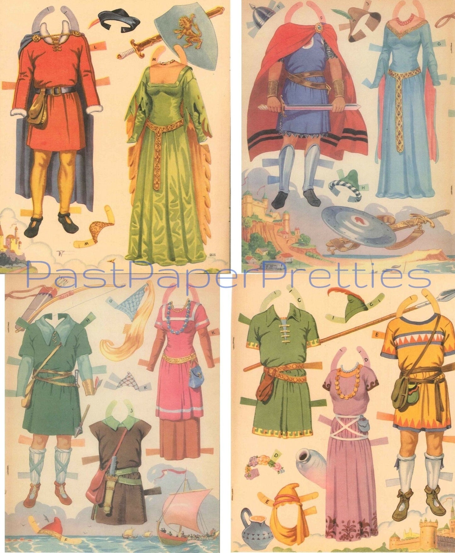 Vintage Paper Dolls Prince Valiant and Princess Aleta 1954 Printable PDF Instant Digital Download Royalty Royal Medieval Royal Clip Art