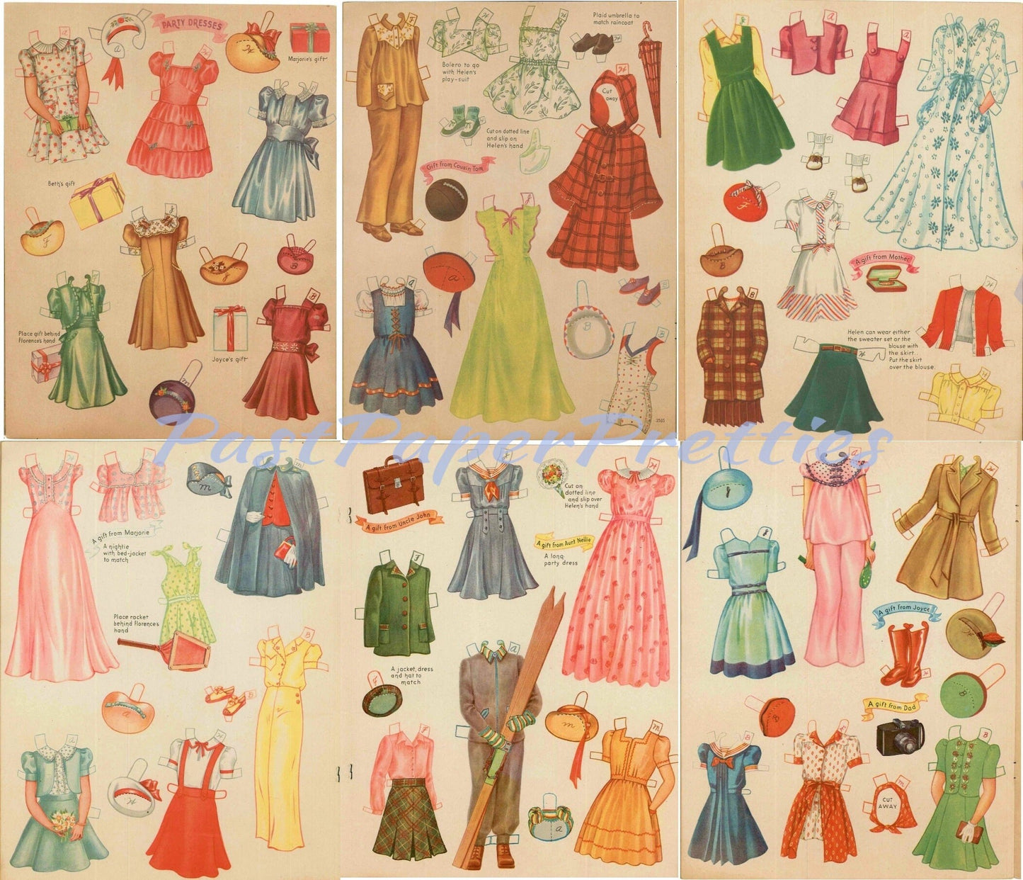 Vintage Paper Dolls Big Moment c. 1943 Young Girls Birthday Party Printable PDF Instant Digital Download Pretty School Friends Clip Art