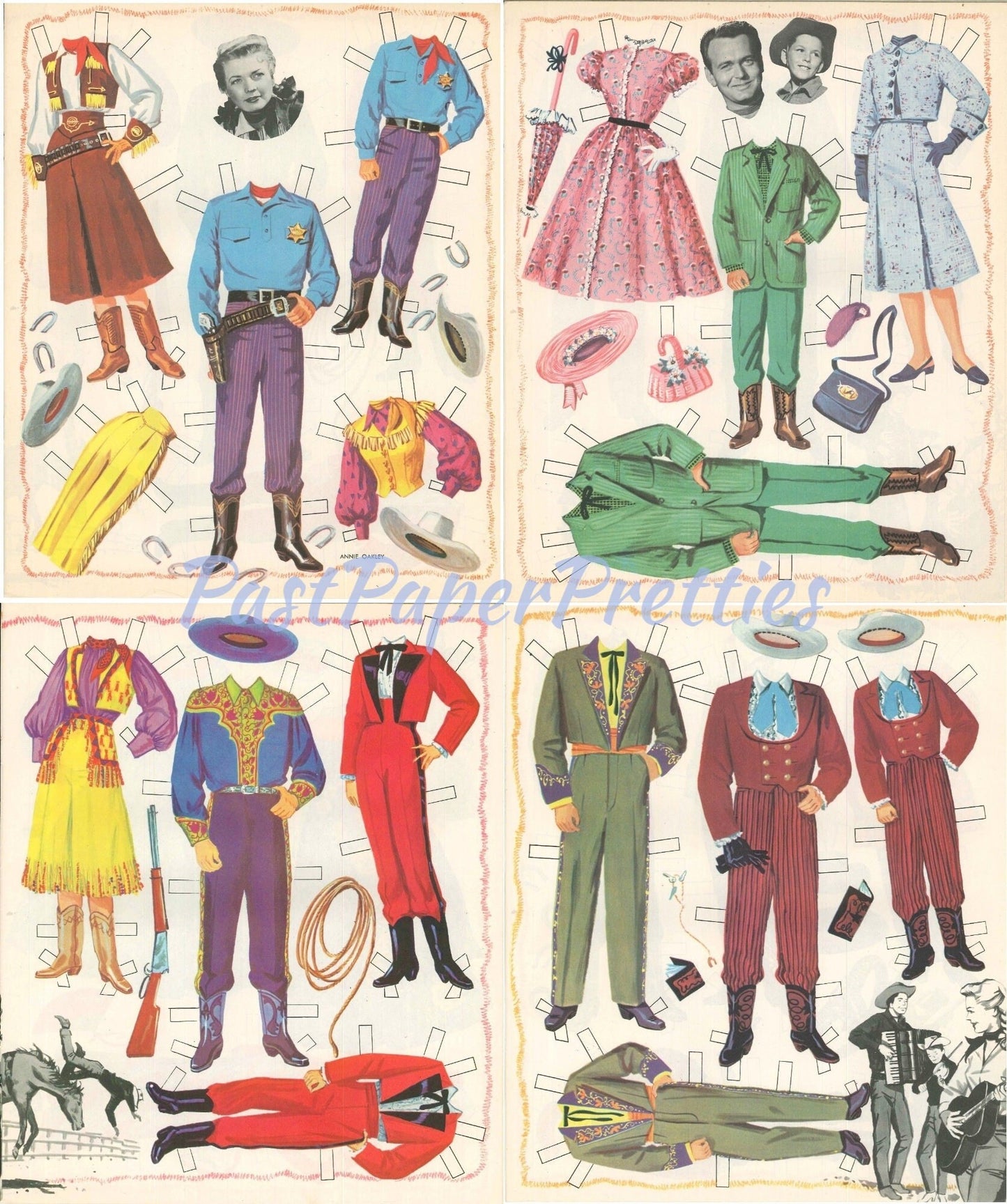 Vintage Paper Dolls Annie Oakley c. 1955 Printable PDF Instant Digital Download Gail Davis Cowgirl Tagg Lofty Western Dolls TV Show