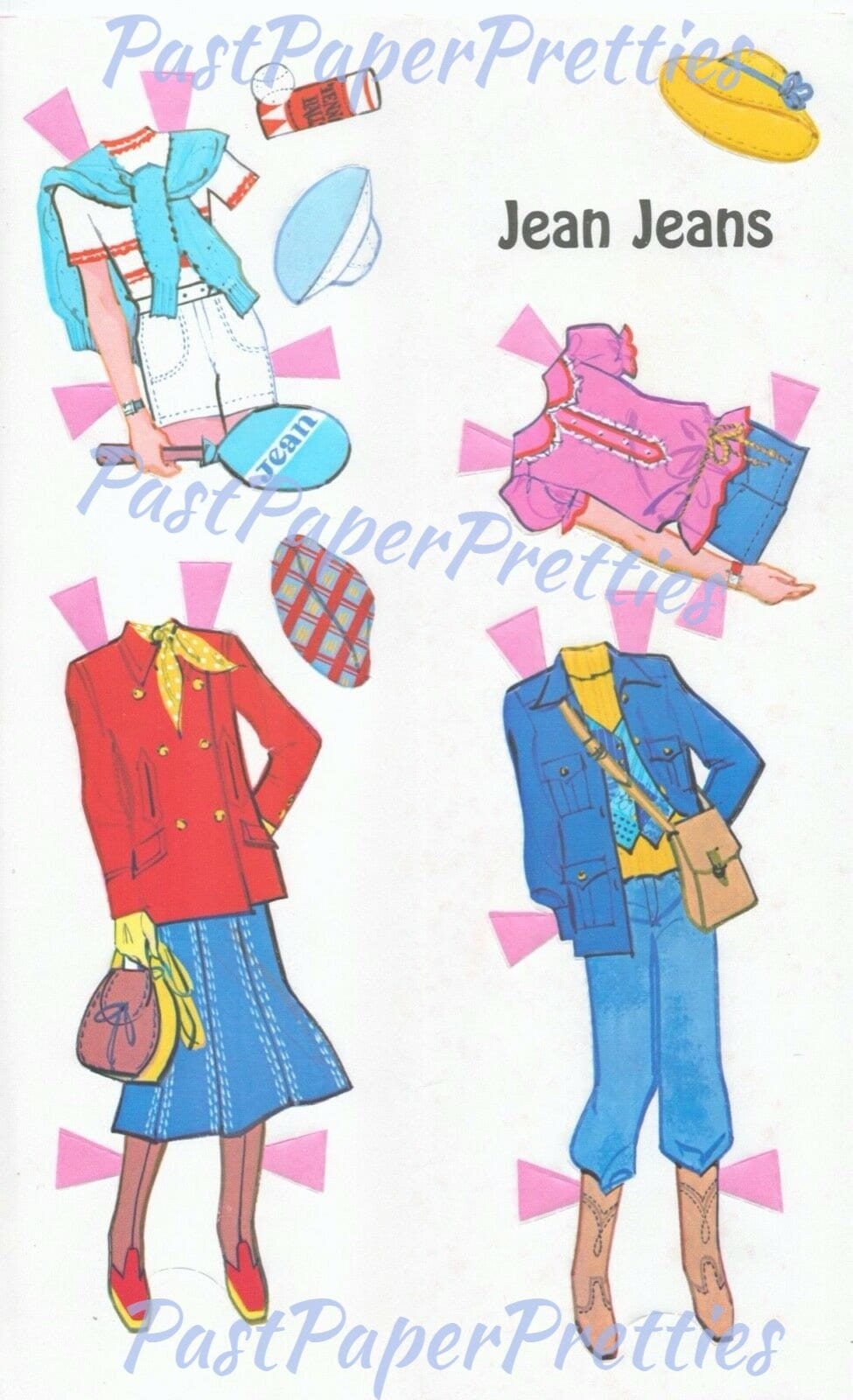 Vintage Paper Dolls Jean Jeans Retro Fashion Doll 1979 Printable PDF Instant Digital Download Cute Childhood Toy Doll Clip Art