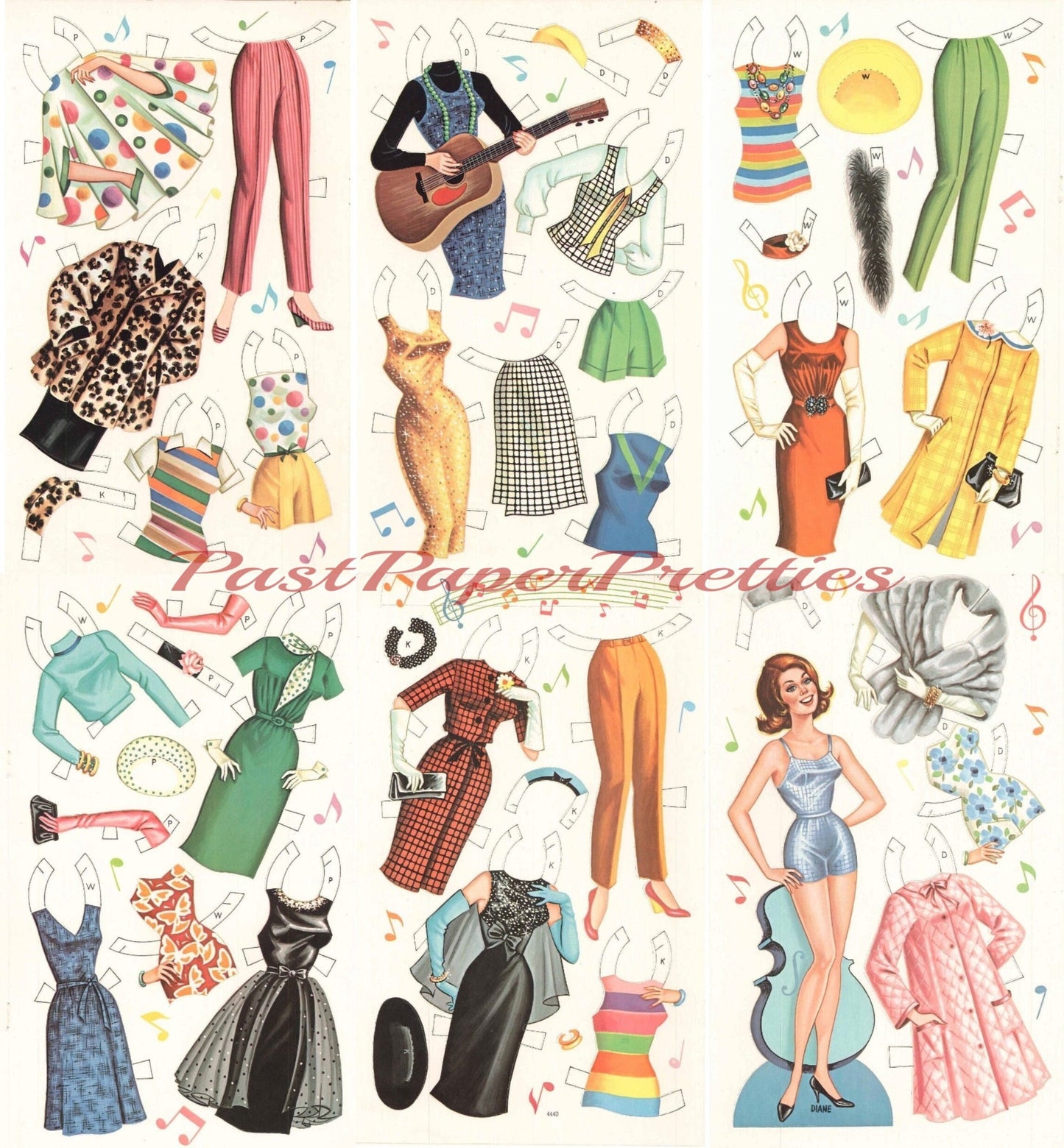 Vintage Paper Dolls Hootenanny c. 1964 Printable PDF Instant Digital Download Retro 70s Musical Variety TV Show Clip Art