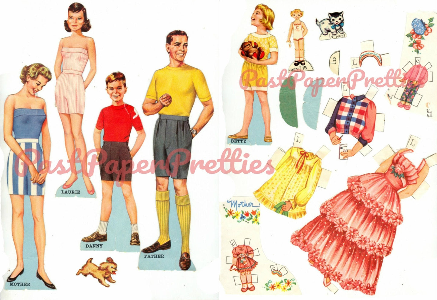 Vintage Paper Dolls The Happy Family c. 1960 Printable PDF Instant Digital Download Family Doll House Playset Clip Art