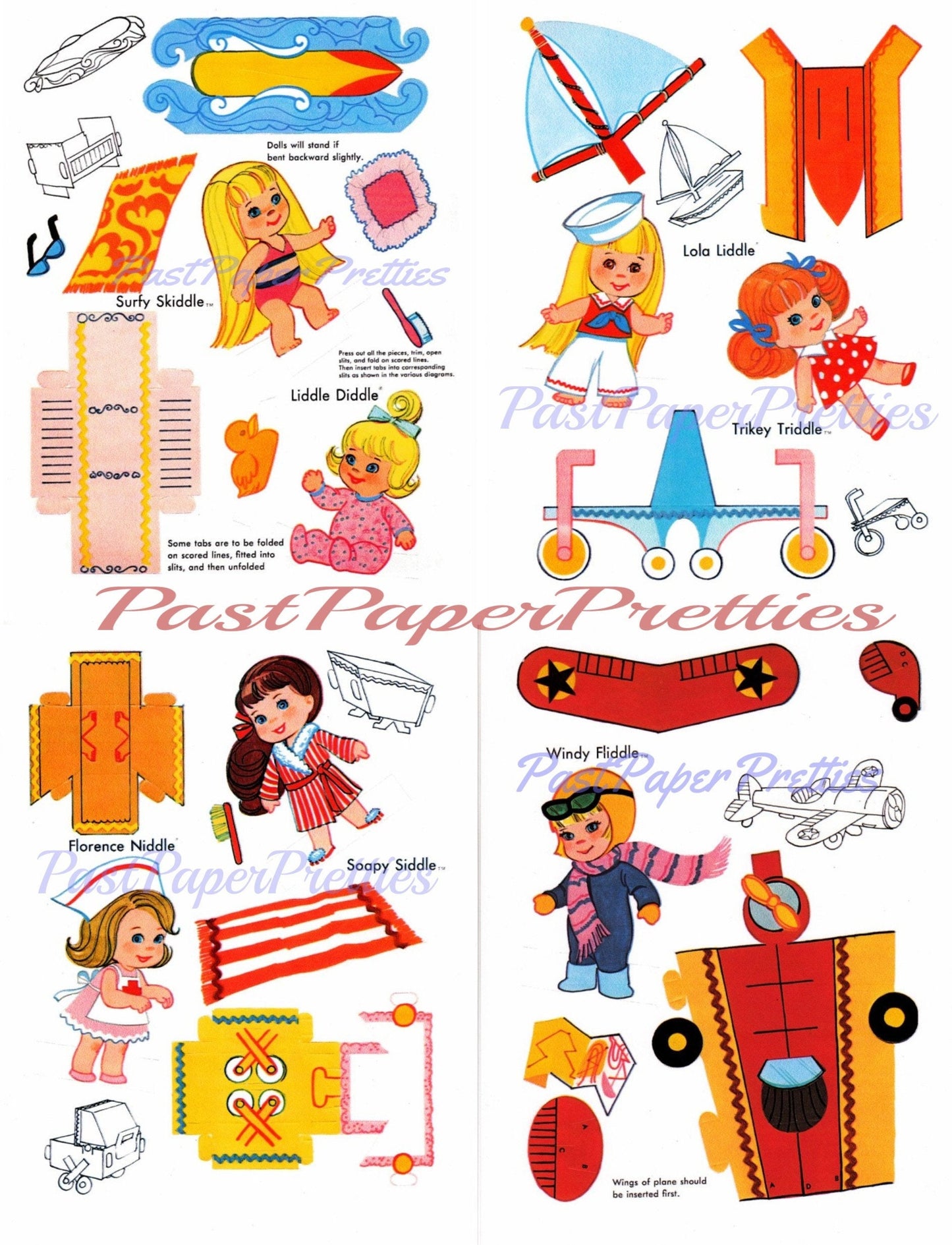 Vintage Paper Dolls Liddle Kiddles Press-Out Book c. 1967 Printable PDF Instant Digital Download Cute Childhood Toy Dolls Playset Clip Art