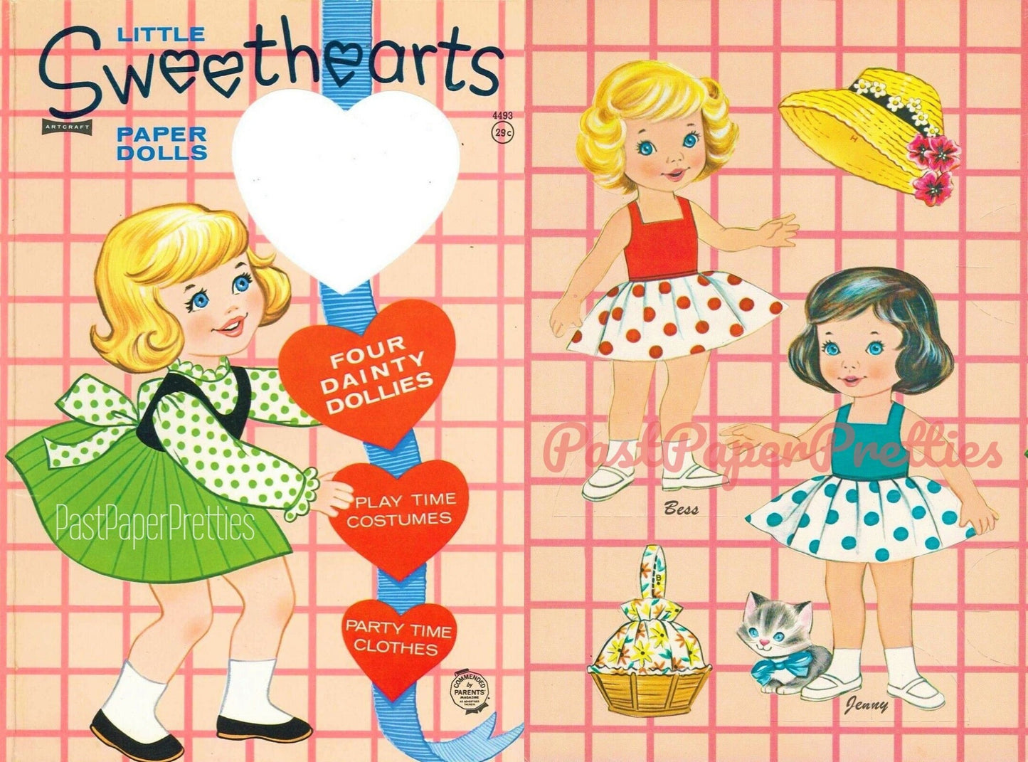 Vintage Paper Dolls Little Sweethearts 1960s Printable PDF Instant Digital Download 4 Cute Sweet Little Girls Polka Dot Gingham Clip Art