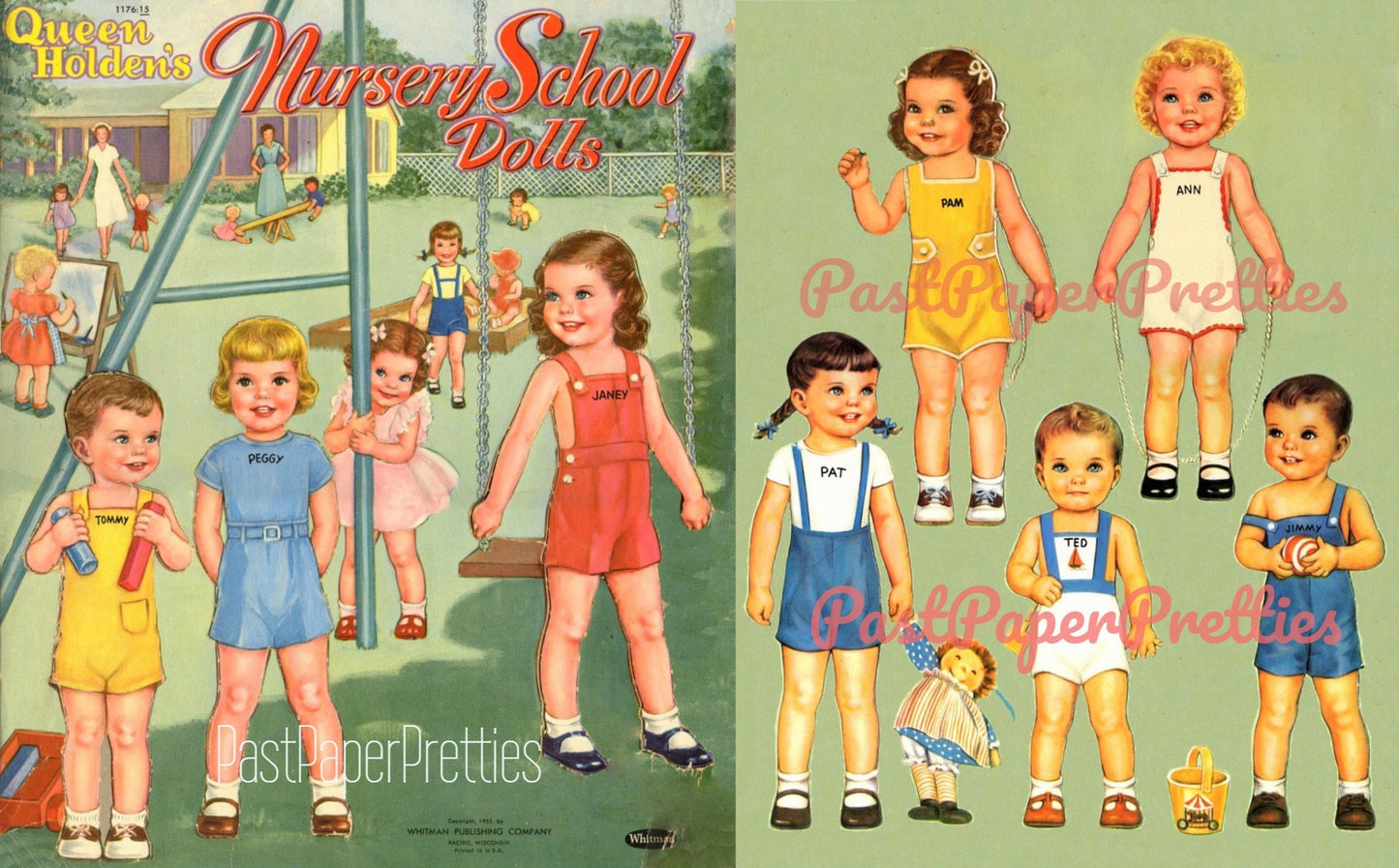 Vintage Paper Dolls Nursery School Dolls c. 1953 Cute Adorable Little School Children PDF Instant Digital Download Printable Kawaii Clipart