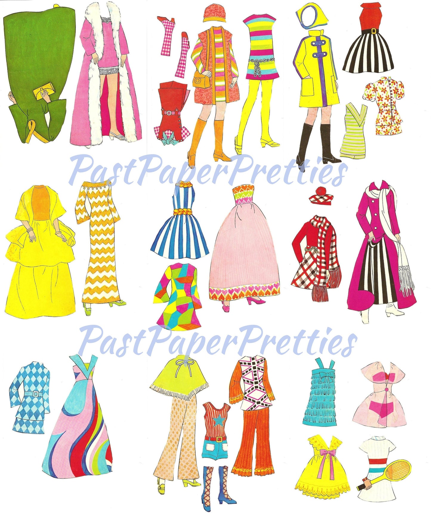 Vintage Paper Dolls Dawn Magic Paper Doll 1971 Printable PDF Instant Digital Download Groovy Mod Childhood Toy Fashion Doll Clip Art Z1