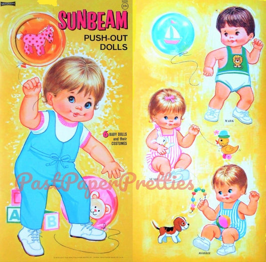 Vintage Paper Dolls Sunbeam Baby Doll Retro 1974 Printable PDF Instant Digital Download 6 Kitschy Cute Babies Toddlers Clip Art