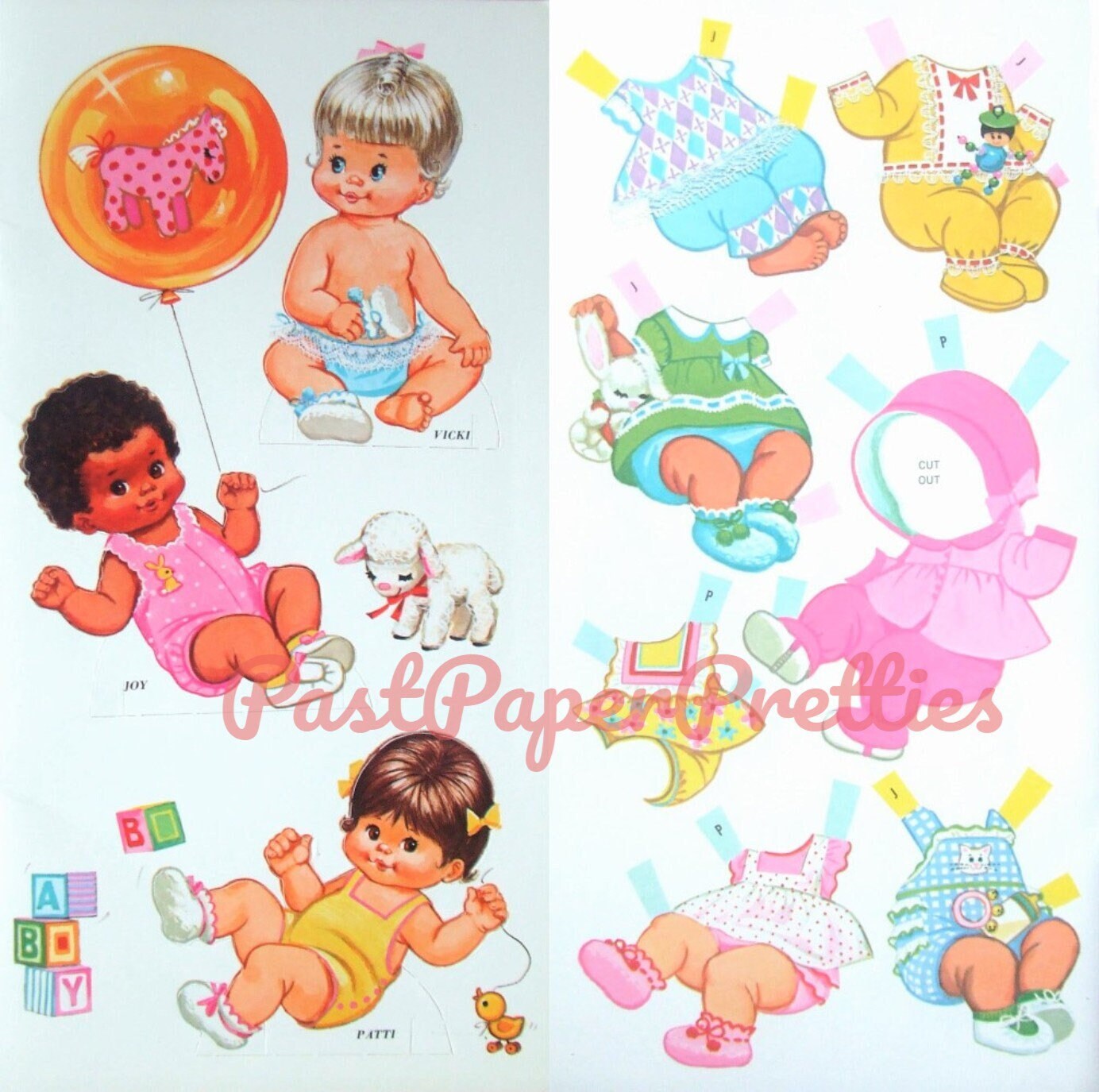 Vintage Paper Dolls Sunbeam Baby Doll Retro 1974 Printable PDF Instant Digital Download 6 Kitschy Cute Babies Toddlers Clip Art