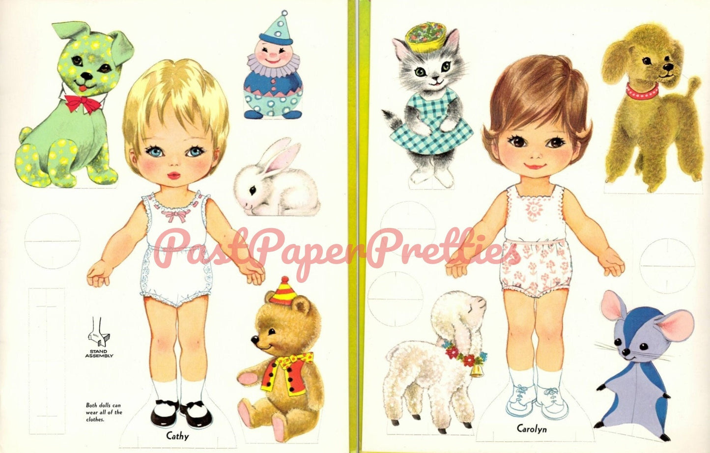 Vintage Paper Dolls Tiny Tots 1967 Printable PDF Instant Digital Download Cute Little Girls Cathy Carolyn Clip Art