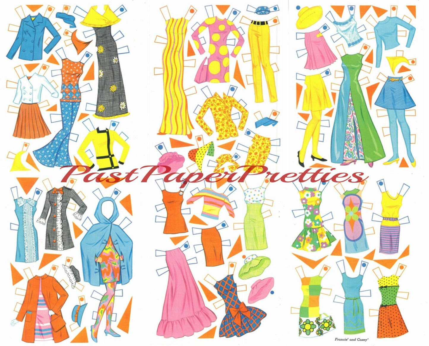 Vintage Paper Dolls Francie and Casey c. 1967 Printable PDF Instant Digital Download Cute Childhood Toys Fashion Dolls Clip Art Z1