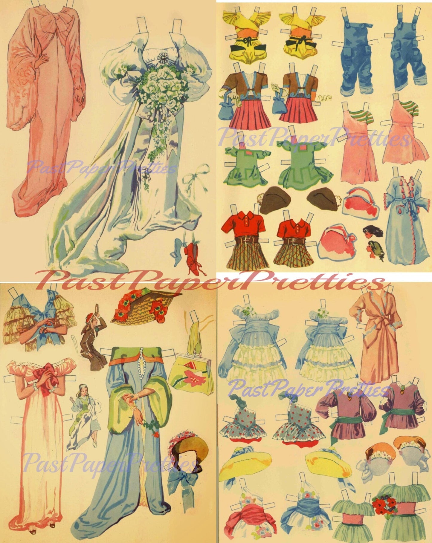 Vintage Paper Dolls The Bride Doll Cut-Out Book c. 1943 Printable PDF Instant Digital Download Beautiful Wedding Flower Girls Clip Art