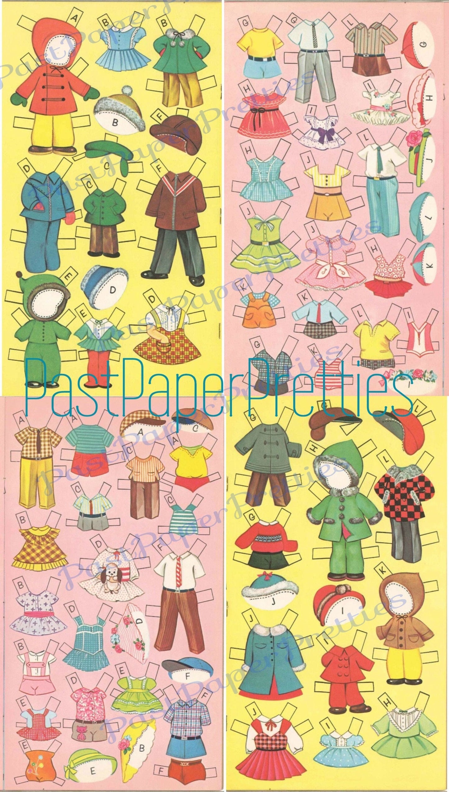 Vintage Paper Dolls A Dozen Cousins 12 Cute Stand Up Dolls circa 1960 Printable Instant Digital Download JPEG PDF