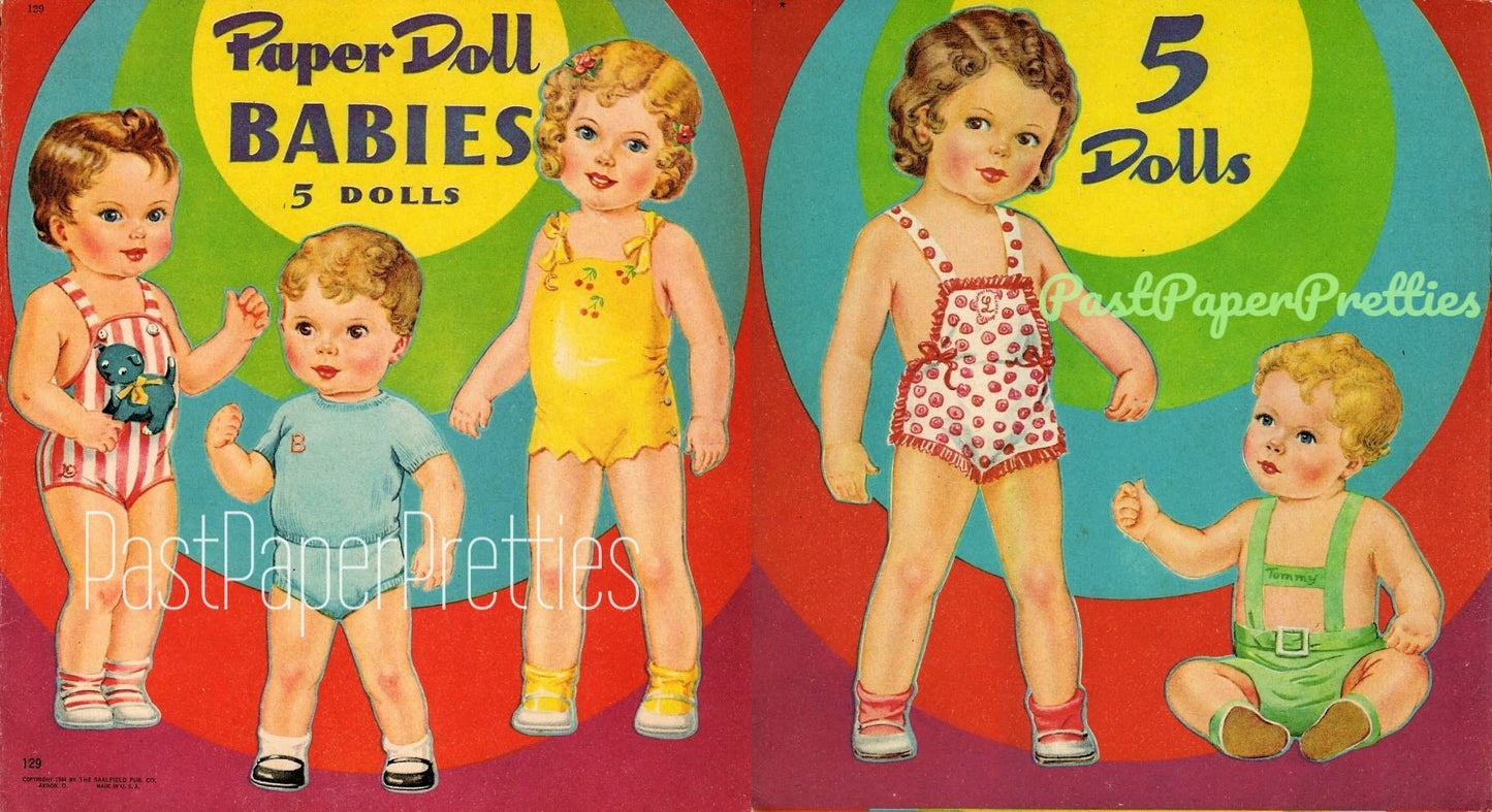 Vintage Paper Dolls Paper Doll Babies c. 1944 Printable PDF Instant Digital Download 5 Cute Kitschy Cute Kawaii Baby Toddler Dolls Clip Art