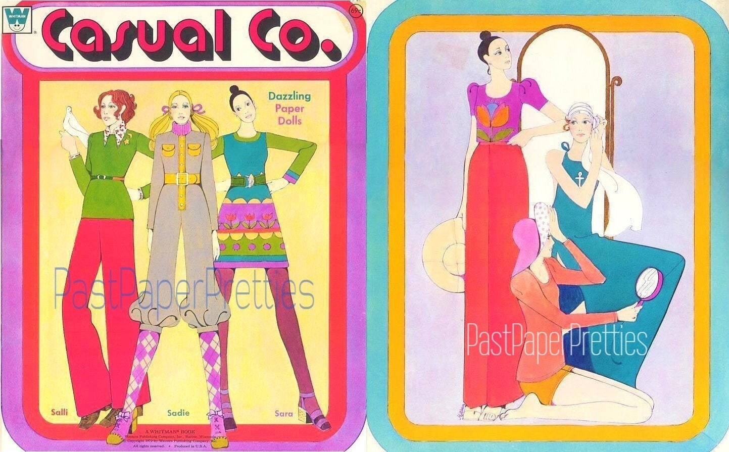 Vintage Paper Dolls Casual Co. 1972 Long Legged Boho Hippie Retro Mod Ladies Printable PDF Instant Digital Download Groovy '70s Fashions Z1